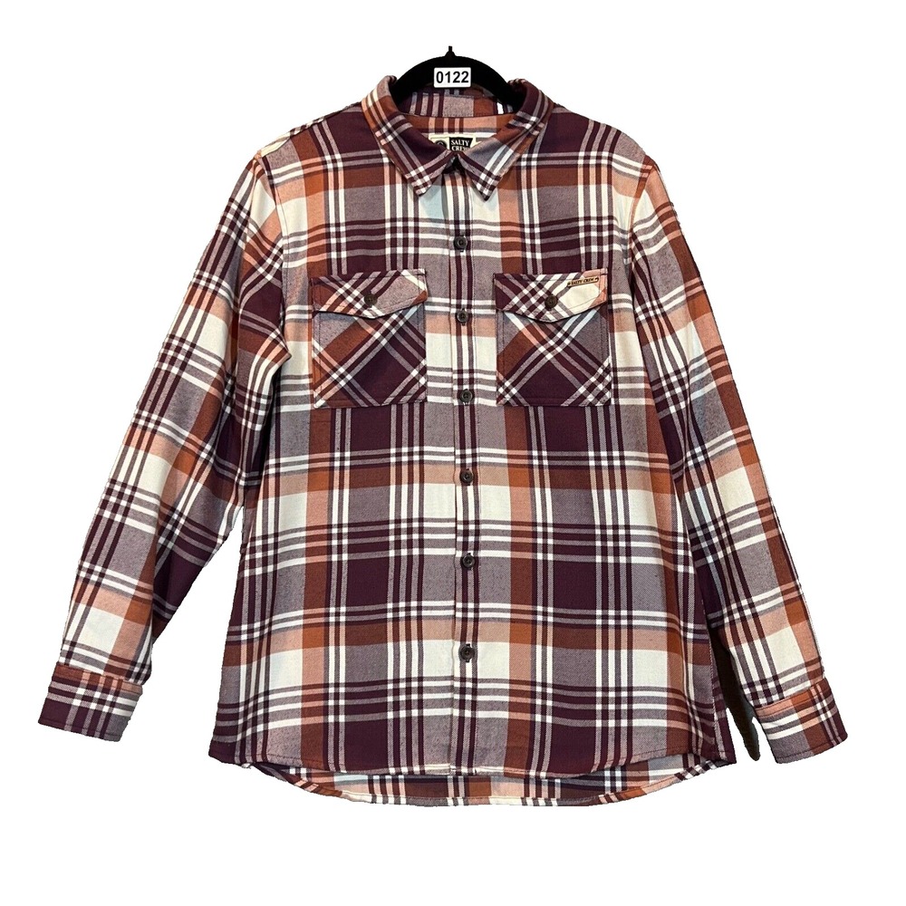 Salty Crew Flannel Shirt Mens Small Plaid Sea Fishing Boat Outdoor Casual